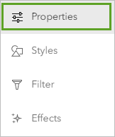 Option Propriétés dans la barre d’outils Paramètres