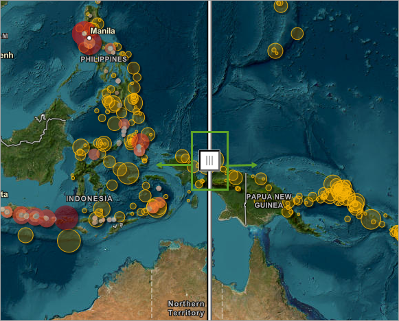 Curseur de balayage sur la carte