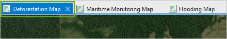 Onglet Deforestation Map (Carte de déforestation) sélectionné