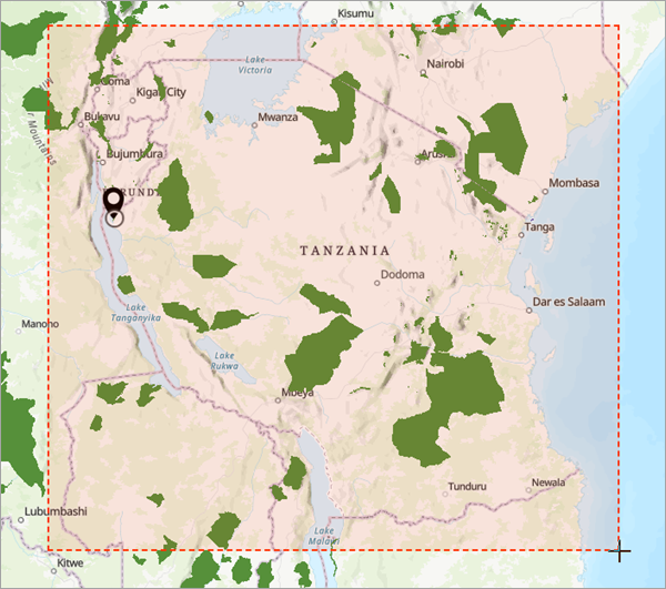 Rectangle couvrant la Tanzanie