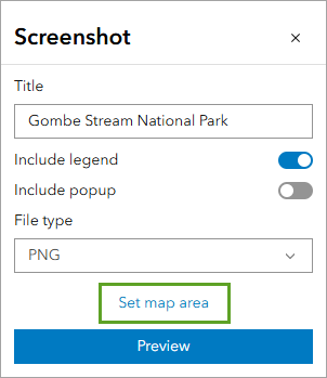 Bouton Set map area (Définir la zone cartographique)
