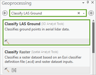 Résultats de recherche de Classify LAS Ground (Classer le sol LAS)