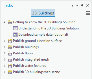 Tâche Bâtiments 3D dans la fenêtre Tâches