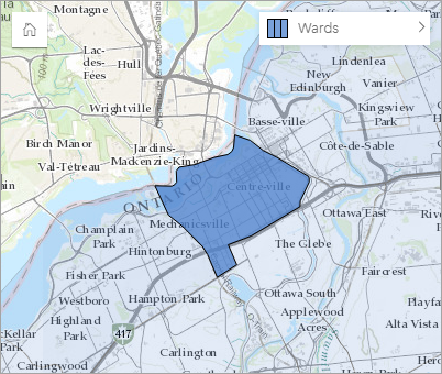 Carte avec le quartier de Somerset sélectionné