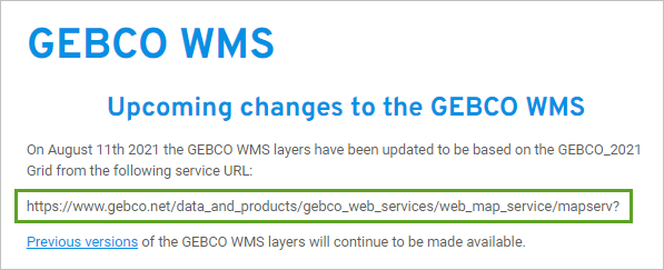 URL de la page GEBCO WMS