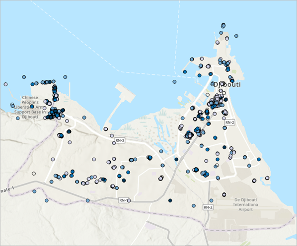 Carte avec la couche des données des téléphones portables désactivée