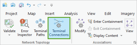 Bouton Terminal Connections (Connexions des bornes) sur le ruban