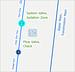 Vanne d’isolation du système sélectionnée sur la carte