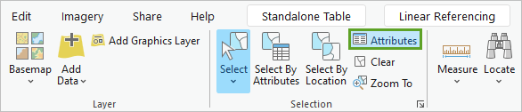 Bouton Attributes (Attributs) sur le ruban