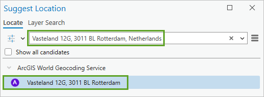 Adresse de la localisation approximative