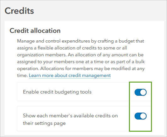 Enable credit budgeting tools (Activer les outils de budgétisation des crédits).