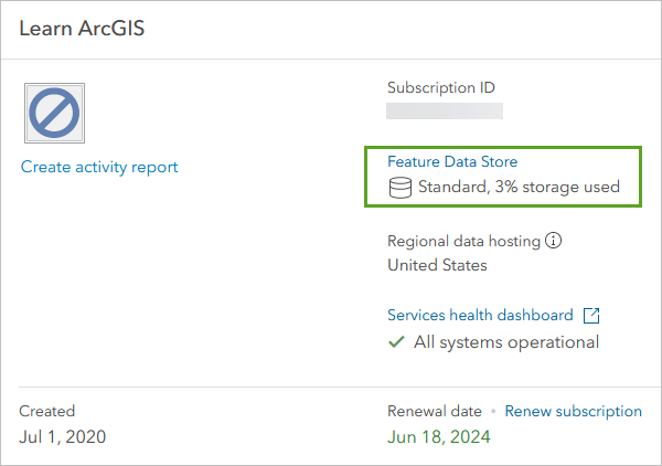 Cliquez sur Feature Data Store (Stockage de données d’entités).