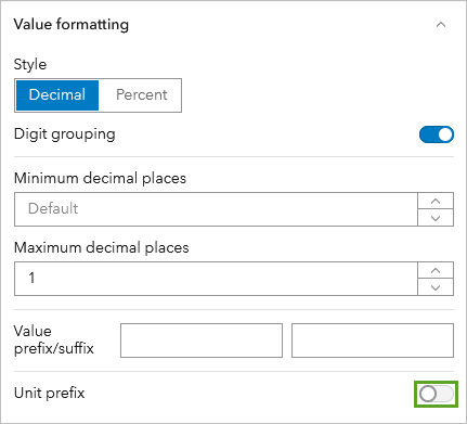 Unit prefix (Préfixe d’unité) désactivé.