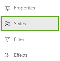 Bouton Styles de la barre d’outils Settings (Paramètres)