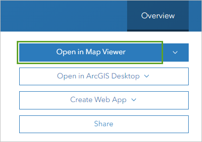 Bouton Open in Map Viewer (Ouvrir dans Map Viewer)