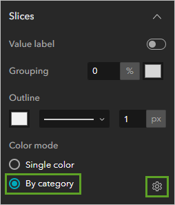 Option By category (Par catégorie) et bouton Category settings (Paramètres de catégorie)