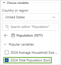 Variable 2024 Total Population (Population totale en 2024)