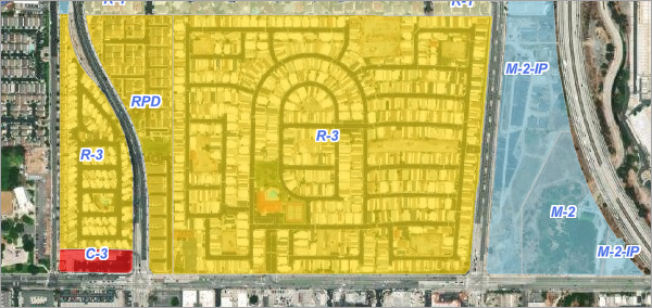 Carte illustrant un zonage avec une imagerie satellite