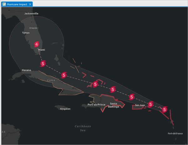 Carte du cône de prévision de l’ouragan Irma