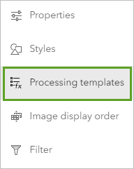 Processing templates (Modèles de traitement) dans la barre d’outils Settings (Paramètres)