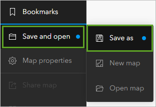 Save as (Enregistrer sous) dans les options Save and open (Enregistrer et ouvrir)