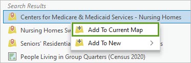 Option Add To Current Map (Ajouter à la carte actuelle) dans le menu contextuel de la couche