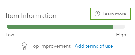 Section Item Information (Informations de l’élément) avec lien Learn more (En savoir davantage) mis en évidence