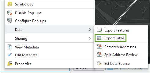 Option Export Table (Exporter la table)