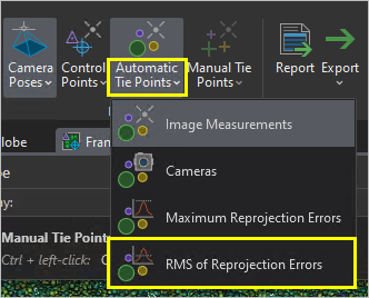 Option RMS of Reprojection Errors (EQM des erreurs de reprojection)