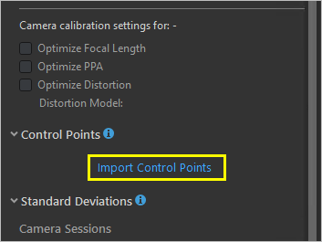 Option Import Control Points (Importer les points de contrôle)