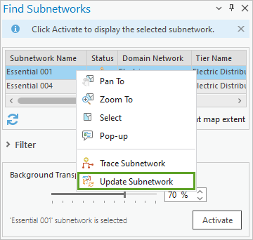 Option Update Subnetwork (Mettre à jour le sous-réseau)