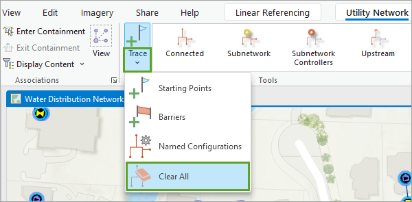 Option Clear All (Effacer tout) dans le menu Trace (Tracer)