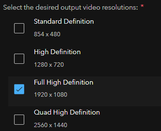 Option Full High Definition (Full HD)