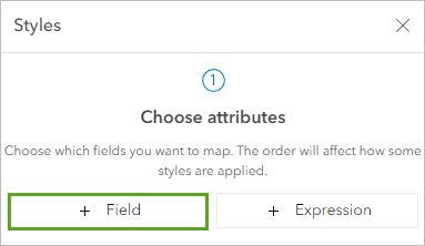 Bouton Field (Champ) sous Choose attributes (Choisir des attributs) dans la fenêtre Styles