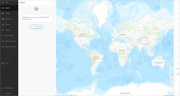Carte s’affichant dans Map Viewer