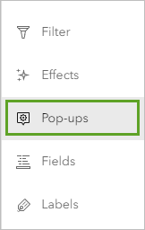 Fenêtre contextuelle dans la barre d’outils Settings (Paramètres)