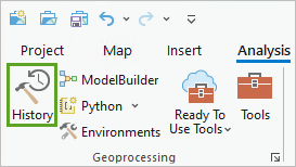 History (Historique) dans le groupe Geoprocessing (Géotraitement) de l’onglet Analysis (Analyse)