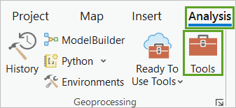 Outils dans le groupe Geoprocessing (Géotraitement) de l’onglet Analysis (Analyse)