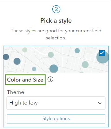 Style Color and Size (Couleur et taille) sous Pick a style (Sélectionner un style) dans la fenêtre Styles (Styles)