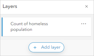 La couche est renommée Count of homeless population (Nombre de sans-abri) dans la fenêtre Layers (Couches).
