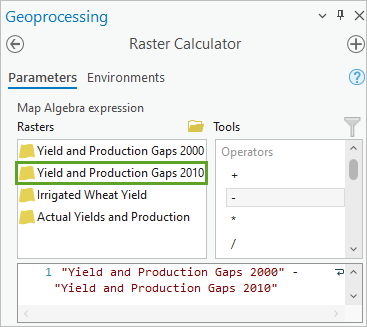 Double-cliquez sur Yield and Production Gaps 2010 (Écarts de rendement et de production 2010).