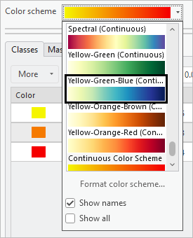 Sélectionnez Yellow-Green-Blue (Continuous) (Jaune-Vert-Bleu (Continu)).