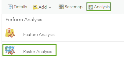 Option Raster Analysis (Analyse raster)