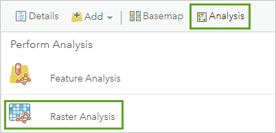 Option Raster Analysis (Analyse raster)