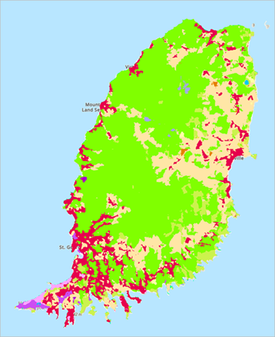 Couche Land Use (Utilisation du sol) affichée sur la carte.