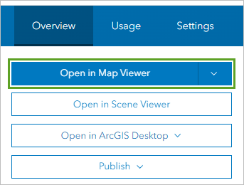 Bouton Open in Map Viewer (Ouvrir dans Map Viewer)