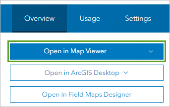 Bouton Open in Map Viewer (Ouvrir dans Map Viewer)