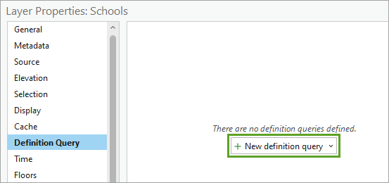 Option New definition query (Nouvel ensemble de définition)