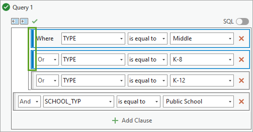 Sélectionner les clauses à regrouper