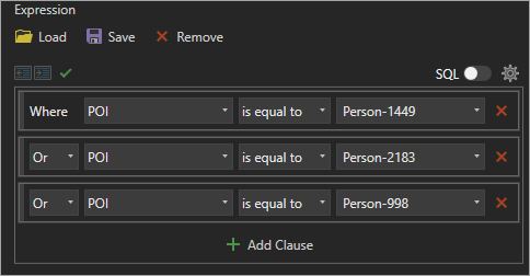 Expression avec trois clauses